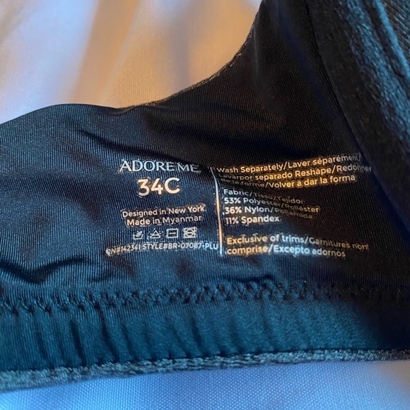 Adore Me T-Shirt Push Up Bra 34C Grey/Black - Picture 2 of 7